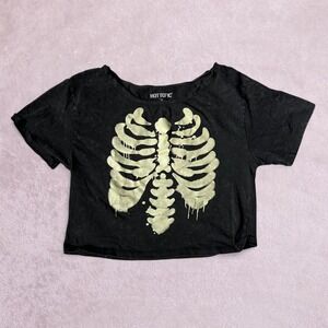 Hot Topic glow in the dark skeleton crop top